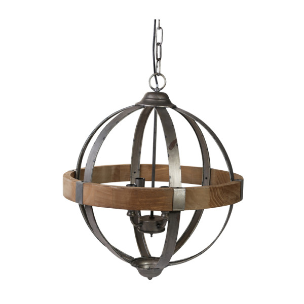 Productafbeelding van PTMD hanglamp Denver Grey Round wood and iron S