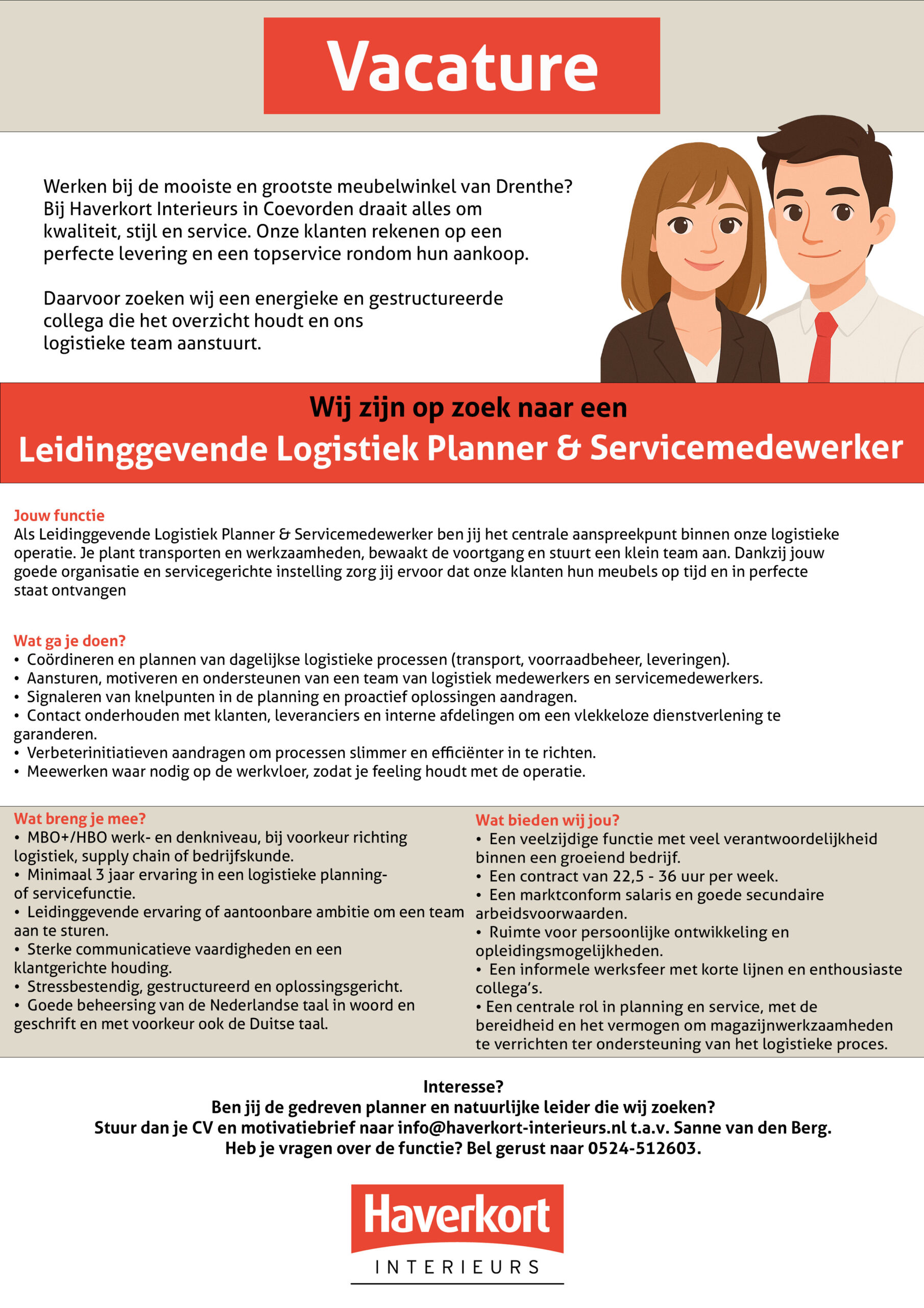 Vacature Leidiggevende logistiek planner & servicemedewerker